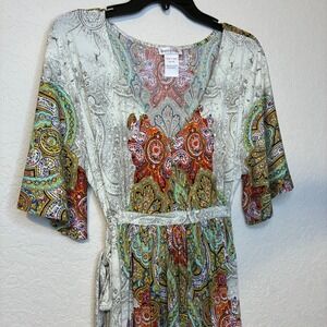 Monroe & Main Party Dress Boho Women XL Paisley Belted Festival Multicolored